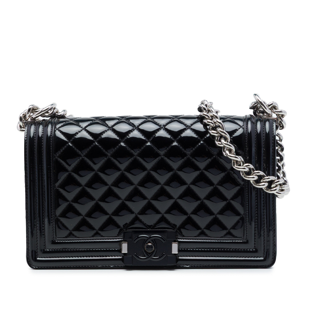 Pre-Loved Chanel Old Medium Quilted Patent Acrylic Boy Flap
